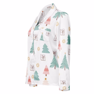 Women’s long sleeve pajama top - Pink Christmas Trees