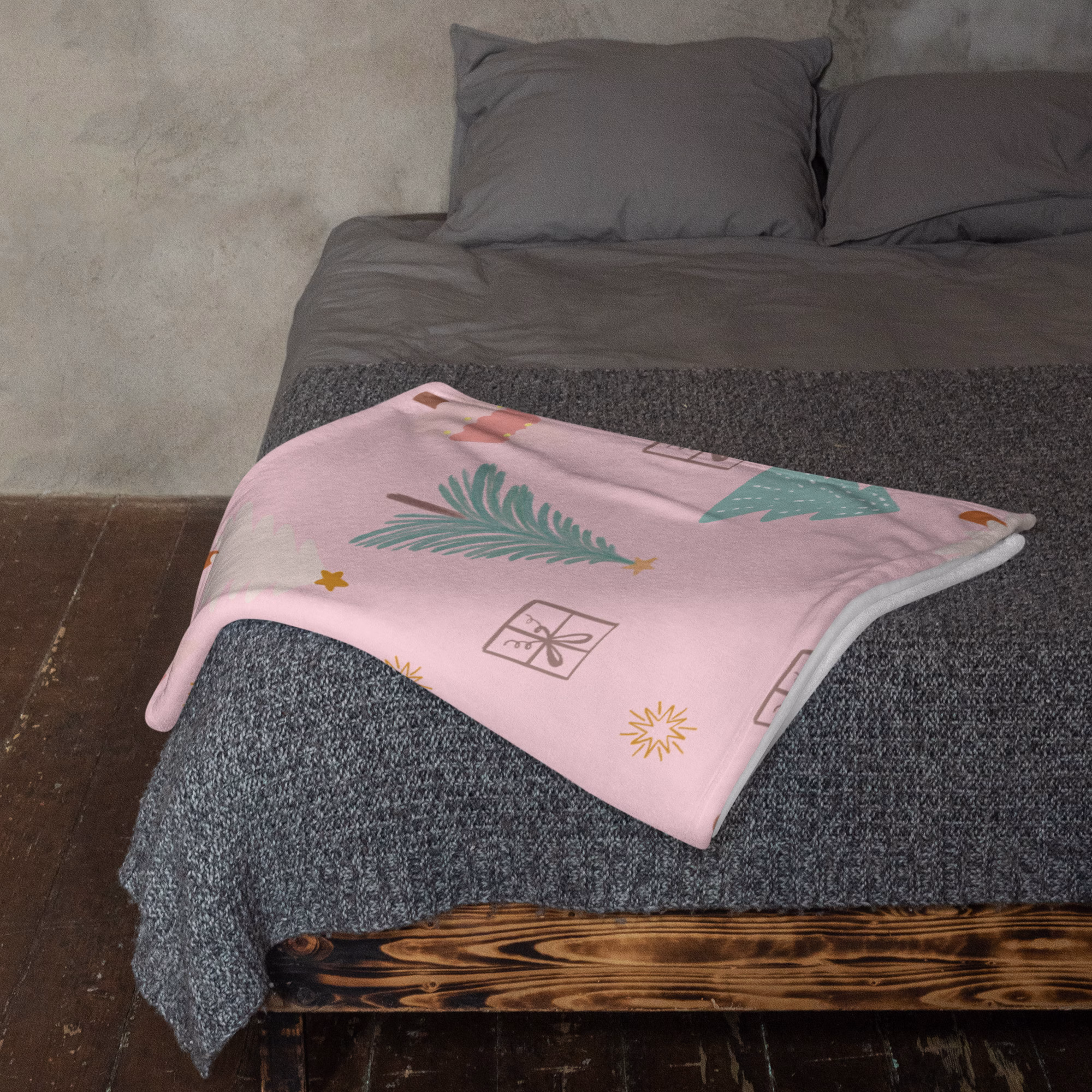 Pink Christmas Trees Throw Blanket - Image 2