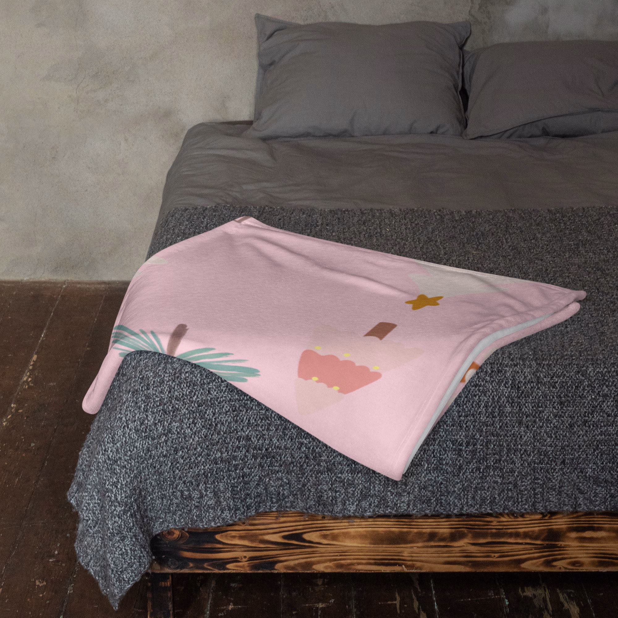 Pink Christmas Trees Throw Blanket - Image 4