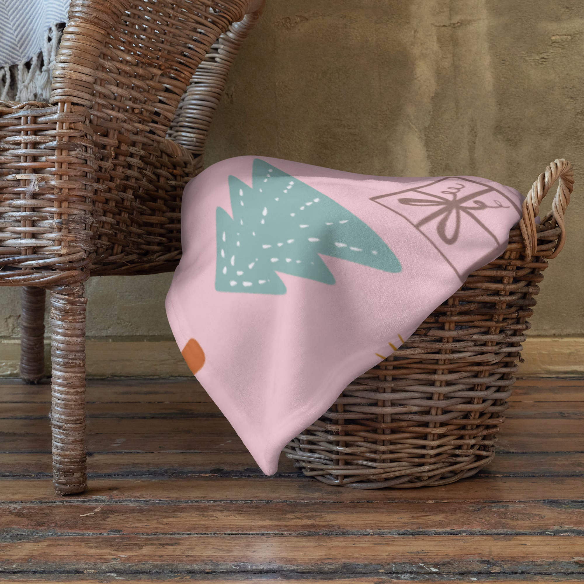 Pink Christmas Trees Throw Blanket - Image 3